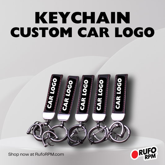 RufoRPM™ Suede Leather Strap Car Logo Keychain | Tool & Hardware Included