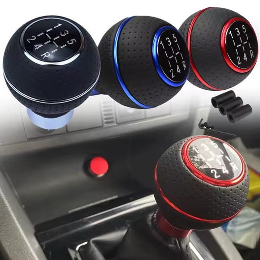 5-Speed Leather Shift Knob – Universal Fit for Manual Cars, Trucks & SUVs