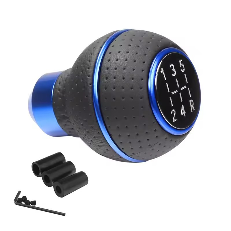 5-Speed Leather Shift Knob – Universal Fit for Manual Cars, Trucks & SUVs