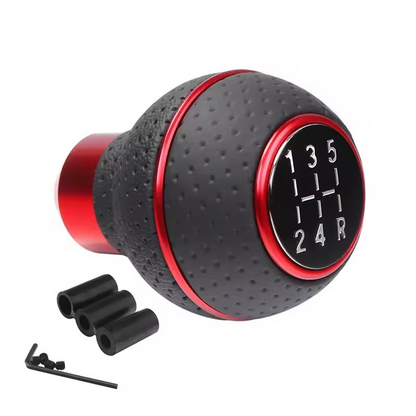 RufoRPM™ 5-Speed Leather Shift Knob – Universal Fit for Manual Cars, Trucks & SUVs