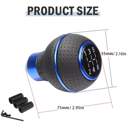 RufoRPM™ 5-Speed Leather Shift Knob – Universal Fit for Manual Cars, Trucks & SUVs