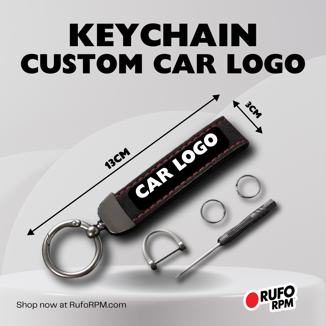 RufoRPM™ Suede Leather Strap Car Logo Keychain | Tool & Hardware Included