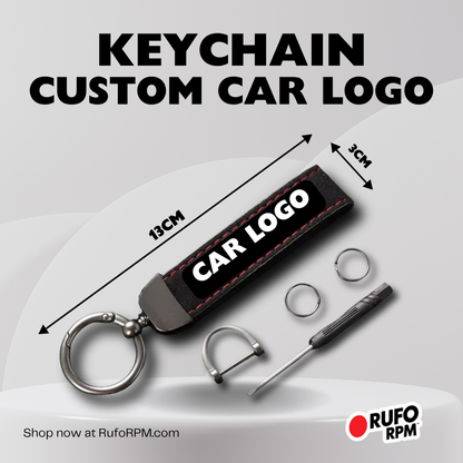 RufoRPM™ Suede Leather Strap Car Logo Keychain | Tool & Hardware Included
