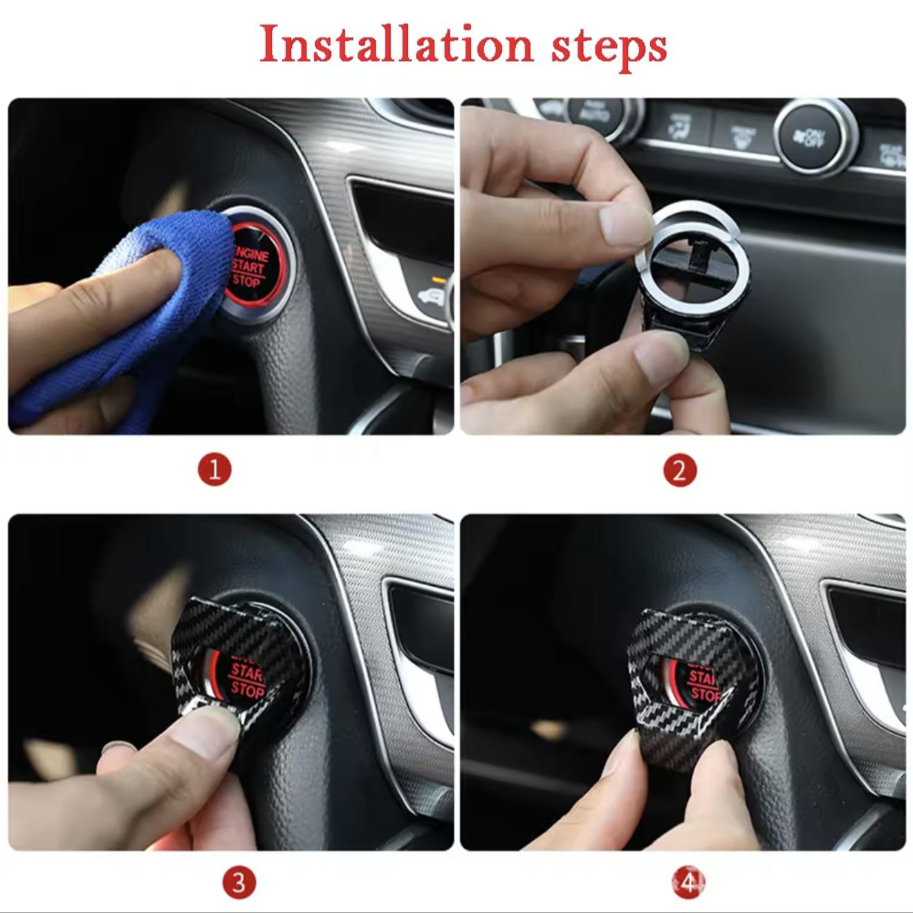 Engine Start/Stop Button Cover-Luxury Style- Universal fit- Easy install