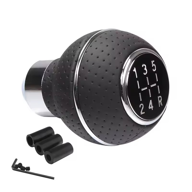 5-Speed Leather Shift Knob – Universal Fit for Manual Cars, Trucks & SUVs
